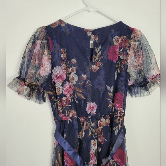 Candalite Petite Medium Floral Dress Purple Blue Dance Formal Fairy Bloomcore - Picture 10 of 11